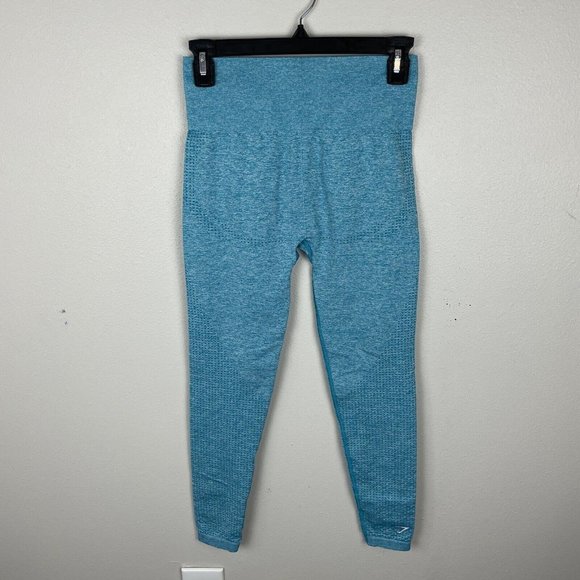 Gymshark Energy Seamless Leggings Aqua Blue High Rise Size S Small Ankle Length - Picture 7 of 7